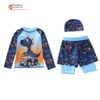 Set bơi tay dài quần cặp họa tiết hoạt hình kèm nón dễ thương cho bé trai (14-31kg) BTB28911