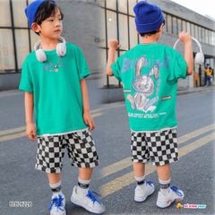 [XẢ KHO] Bộ thun in chữ BOB THING quần caro dễ thương cho bé trai BTB26228