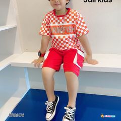 [XẢ KHO] Set áo caro chữ BARMIFISH quần túi hộp dễ thương cho bé trai BTB26175