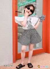 Set áo in thỏ quần bí caro dễ thương cho bé gái BGB122781