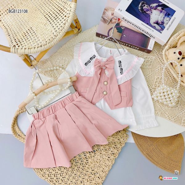 [XẢ KHO] Set váy 3 món ghi lê dễ thương cho bé gái BGB123108
