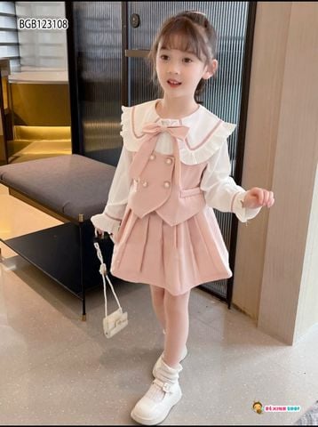 [XẢ KHO] Set váy 3 món ghi lê dễ thương cho bé gái BGB123108