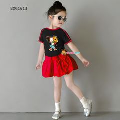 Set áo in bé gái chân váy bí dễ thương cho bé gái đi chơi BXG1612