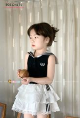 Set áo thun thủy thủ sát nách phối chân váy tầng dễ thương cho bé gái BGB124156