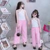 Set áo chéo cổ quần ống rộng caro dễ thương cho bé gái BGB122454