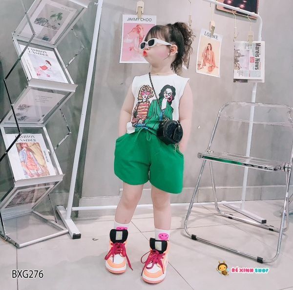 Bộ sort thun SÁT NÁCH in cô gái dễ thương cho bé gái BXG275