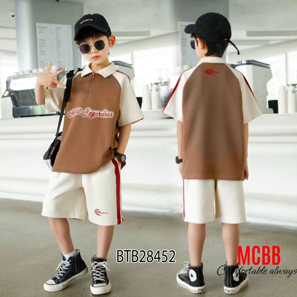 Bộ thun cổ trụ phối kéo dễ thương cho bé trai BTB28451 (PHOM TO)