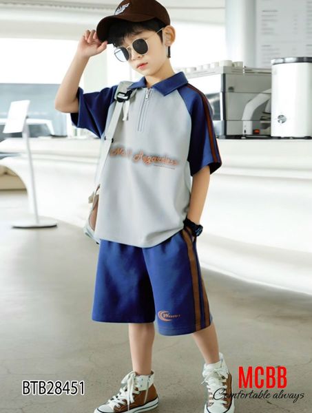 Bộ thun cổ trụ phối kéo dễ thương cho bé trai BTB28451 (PHOM TO)