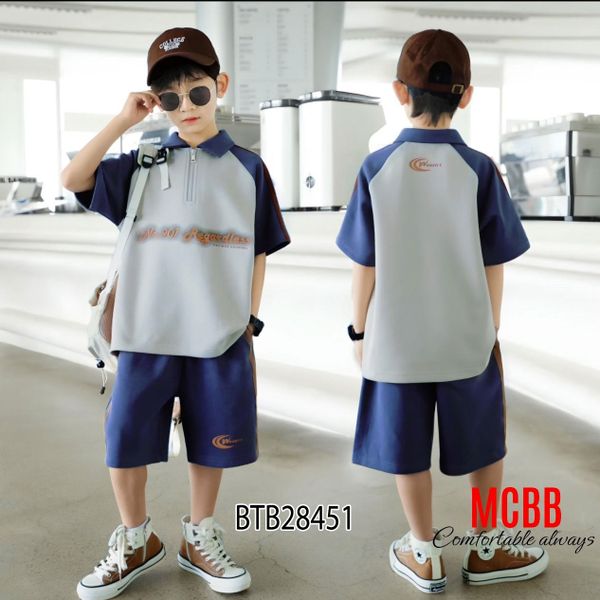 Bộ thun cổ trụ phối kéo dễ thương cho bé trai BTB28451 (PHOM TO)