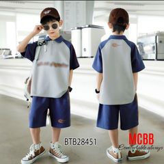 Bộ thun cổ trụ phối kéo dễ thương cho bé trai BTB28451 (PHOM TO)