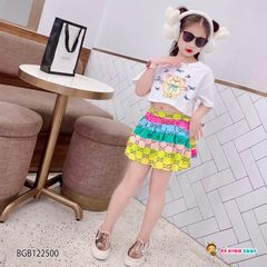 Set áo croptop in gấu chân váy Gucc dễ thương cho bé gái BGB122499