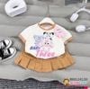 Set áo thun Baby three phối chân váy xếp ly (KÈM GẤU BÔNG) dễ thương cho bé gái BGB124118