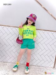 Bộ dài tay quần sort in chữ TUMTLF dễ thương cho bé gái BGB122881