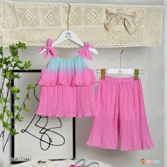 Set dập ly Cầu Vồng quần ống rộng dễ thương cho bé gái BGB122439