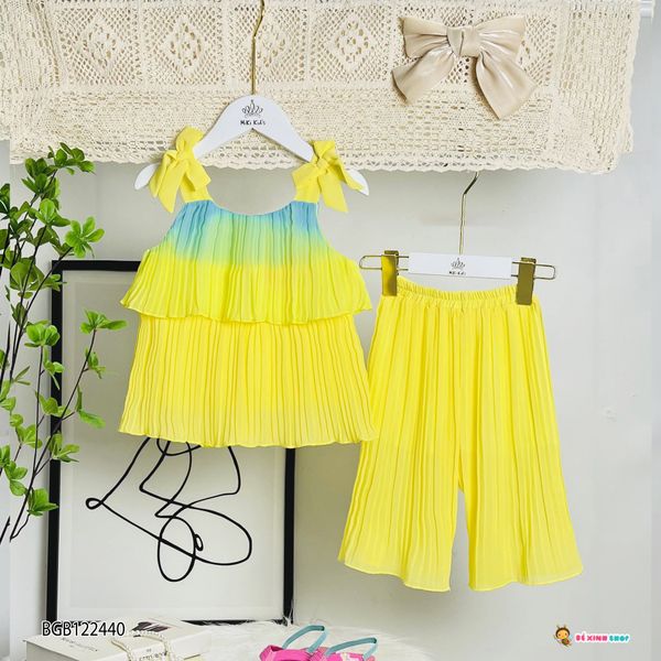 Set dập ly Cầu Vồng quần ống rộng dễ thương cho bé gái BGB122439