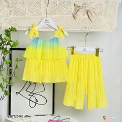 Set dập ly Cầu Vồng quần ống rộng dễ thương cho bé gái BGB122439