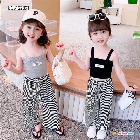 Set áo dây quần sọc ống rộng dễ thương cho bé gái BGB122891