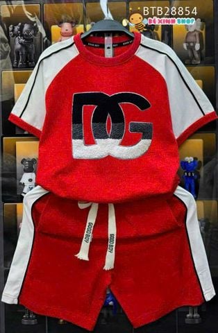 Set thun lé viền nổi tay raplang thêu DG dễ thương cho bé trai BTB28853