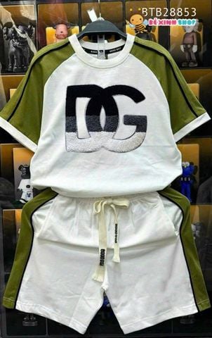 Set thun lé viền nổi tay raplang thêu DG dễ thương cho bé trai BTB28853