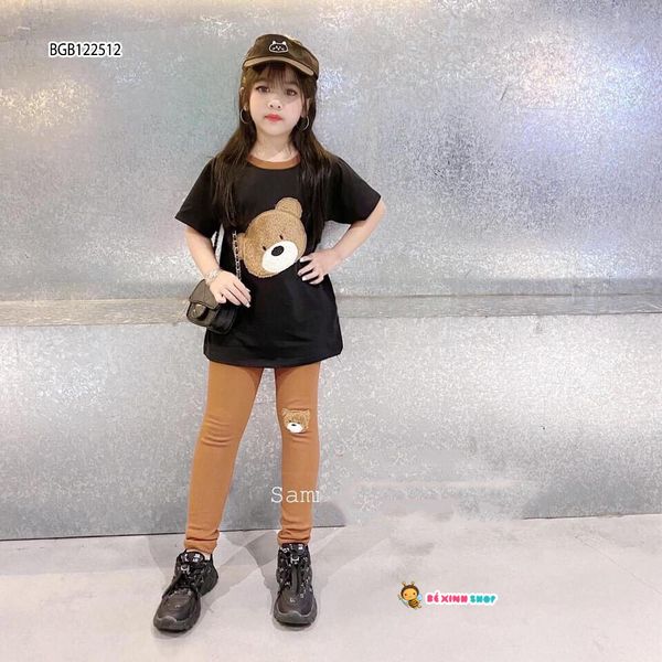 [XẢ KHO] Set áo gấu thêu đắp dễ thương cho bé gái BGB122511