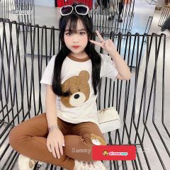 [XẢ KHO] Set áo gấu thêu đắp dễ thương cho bé gái BGB122511