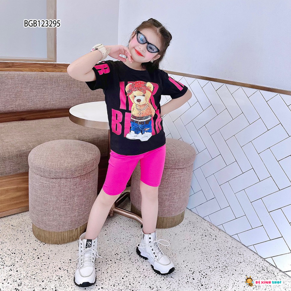 [XẢ KHO] Bộ lửng in GẤU ĐỘI KHĂN dễ thương cho bé gái BGB123295