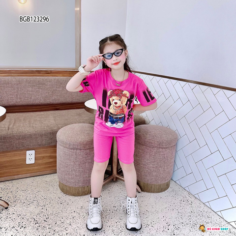 [XẢ KHO] Bộ lửng in GẤU ĐỘI KHĂN dễ thương cho bé gái BGB123295