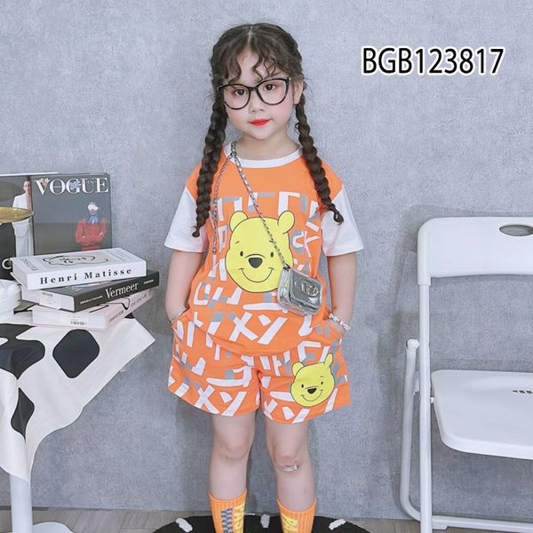 Bộ thun in gấu Pooh dễ thương cho bé gái BGB123816