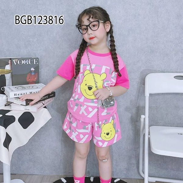 Bộ thun in gấu Pooh dễ thương cho bé gái BGB123816