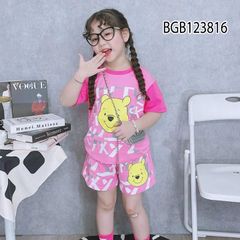 Bộ thun in gấu Pooh dễ thương cho bé gái BGB123816
