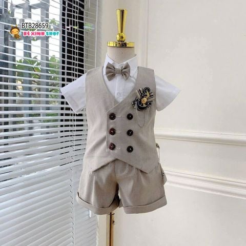 Set 3 món  ghi lê kèm  phụ  kiện dễ thương cho bé trai BTB28658