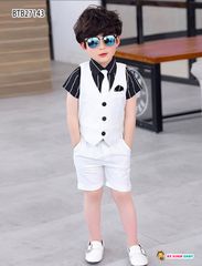 Set sơ mi ghi lê 3 món phong cách Hàn Quốc cho bé trai đi chơi, đi tiệc BTB27140