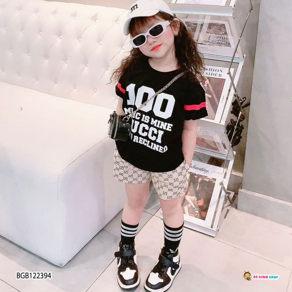 [XẢ KHO] Bộ thun GUCC in số 100 dễ thương cho bé gái BGB122392
