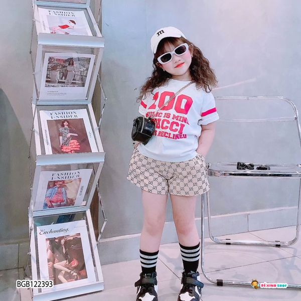 [XẢ KHO] Bộ thun GUCC in số 100 dễ thương cho bé gái BGB122392