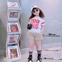 [XẢ KHO] Bộ thun GUCC in số 100 dễ thương cho bé gái BGB122392