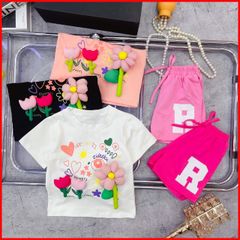 Set Thun Đính Hoa Nổi 3D Dễ Thương Cho Bé Gái BXG421