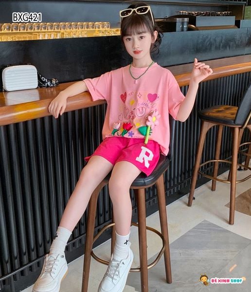 Set Thun Đính Hoa Nổi 3D Dễ Thương Cho Bé Gái BXG421