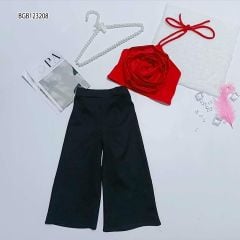 Set áo hoa nổi quần ống suông dễ thương cho bé gái BGB123208