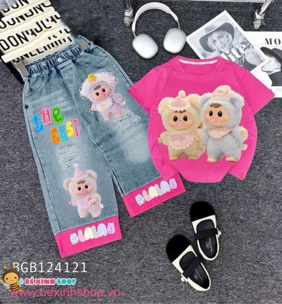 Set jean dài The Best phối áo in Baby Three dễ thương cho bé gái BGB124121