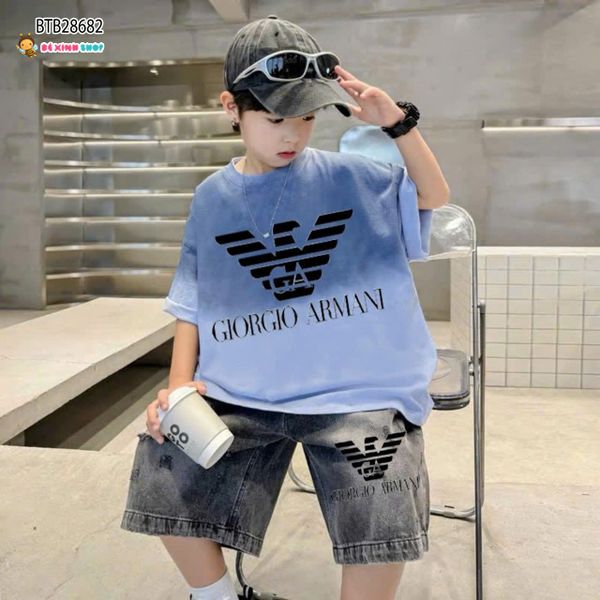 Set jean loang màu wash in đại bàng dễ thương cho bé trai BTB28681