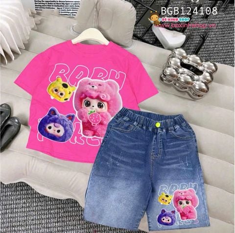 Set jean bé gái quần lửng in Baby Three dễ thương cho bé gái BGB124107
