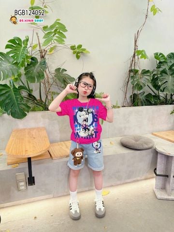 Set áo Mickey phối quần jean lửng wash bạc dễ thương cho bé gái BGB124051