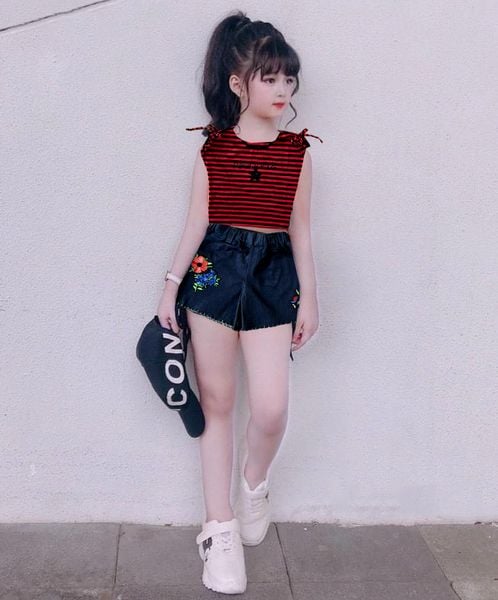 Set jeans áo thun dễ thương cho bé gái BGB122733