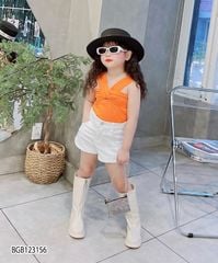 Set áo chéo quần sort Jeans dễ thương cho bé gái BGB123156