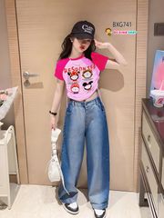 Set jeans bé gái áo rút dây RESPONTE quần ống suông cho bé đi học, đi chơi BXG740