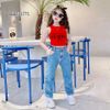 Set áo croptop quần jeans dài dễ thương cho bé gái BGB123774