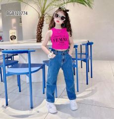 [XẢ KHO] Set áo croptop quần jeans dài dễ thương cho bé gái BGB123774