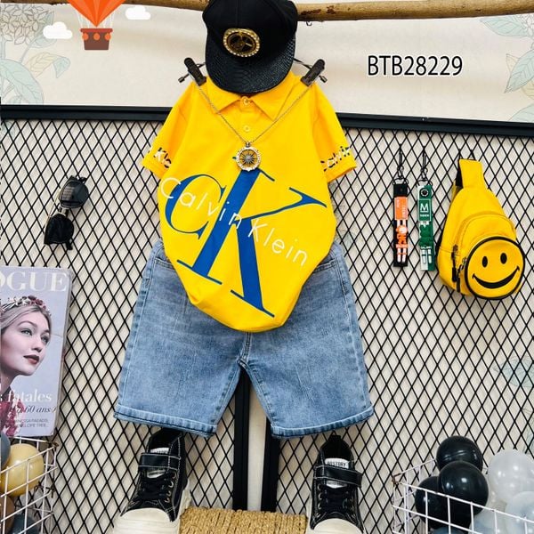 Set jeans CK dễ thương cho bé trai đi chơi BTB28228