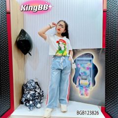 Set áo  cô gái quần jeans chạy sọc dễ thương cho bé gái BGB123826