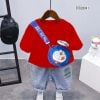 Set Jeans phối túi doremon dễ thương cho bé trai đi chơi BTB28041